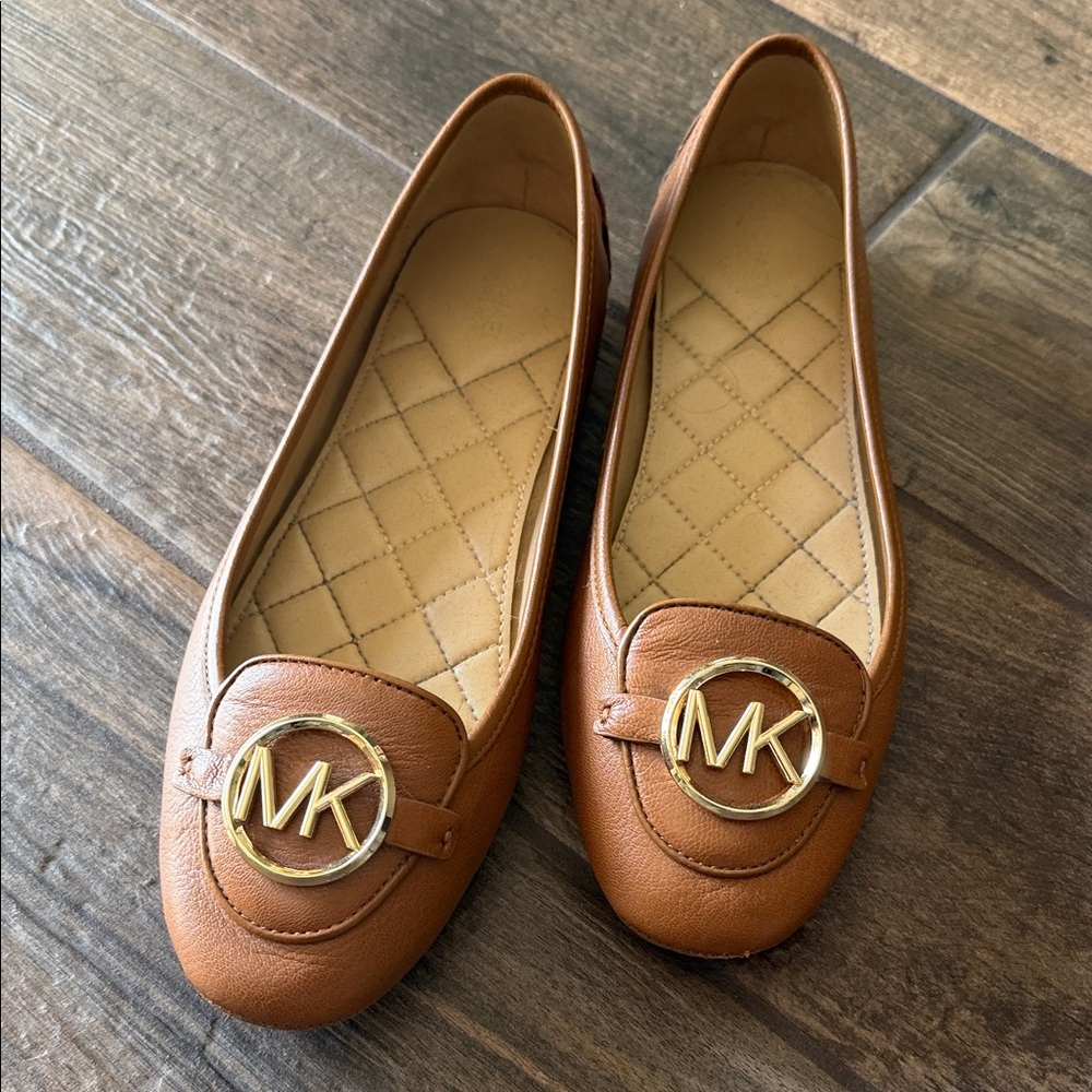 Michael Kors Women's Brown Loafers with Gold Logo